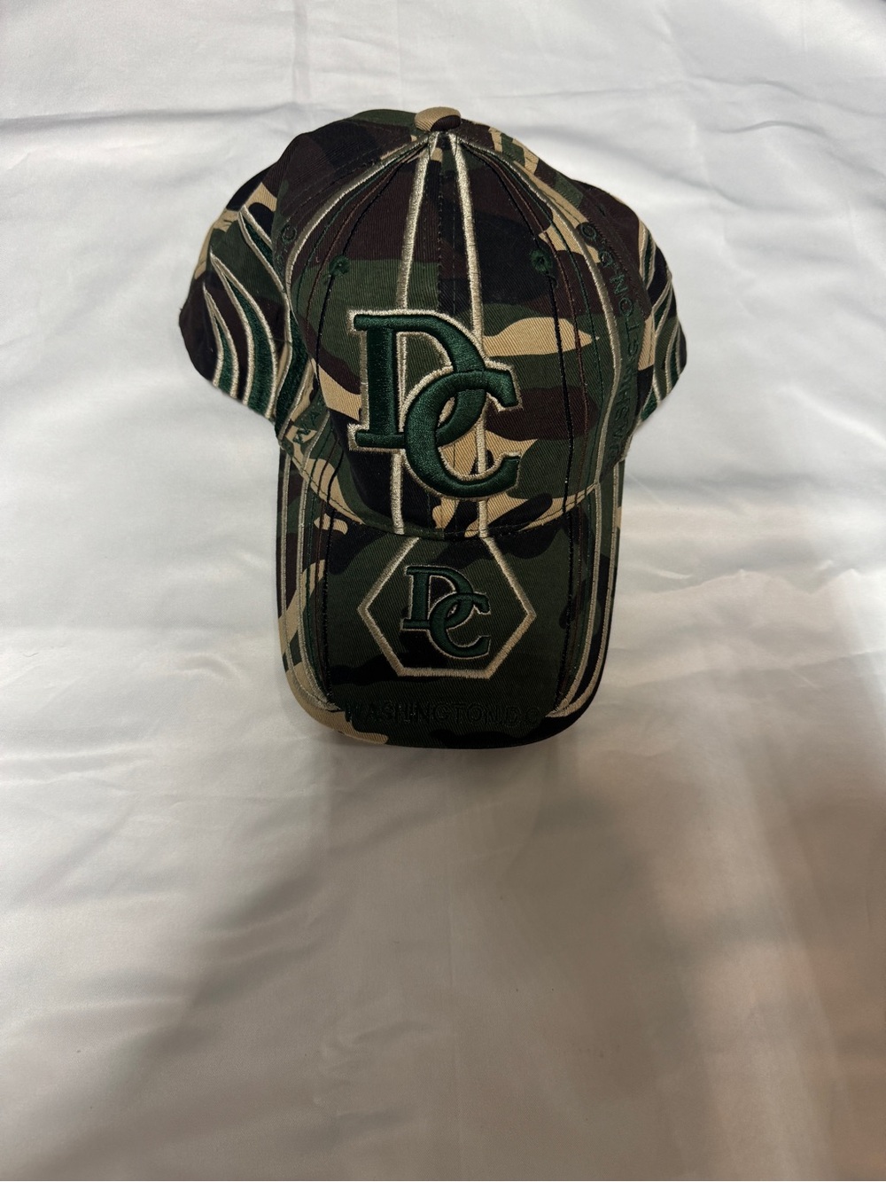 DC Green and Brown Camo Hat with Embroidered Logo